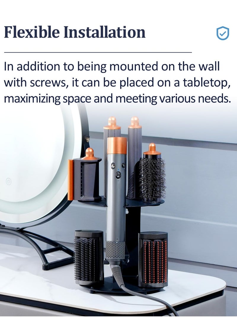 KISSUN Airwrap Storage Holder Attachments Compatible with Dyson Airwrap Organizer Wall Mounted Stand, Curling Iron Hair Wrap Rack on Desktop Accessories for Home/Bathroom - Image 3